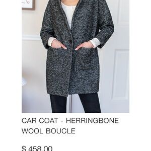 Virgin Wool Emerson Fry Black and White Herringbone Wool Coat